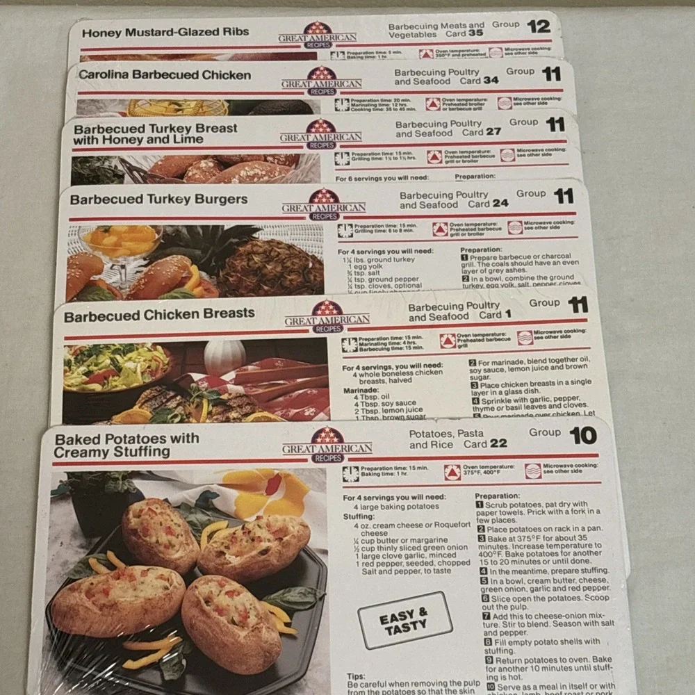 Vtg 1988 Great American Recipes Cards-Lot Of 28 Packs!